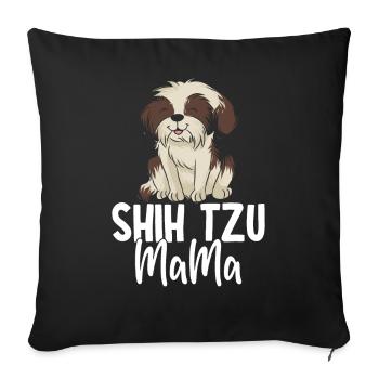 Shih Tzu Mom Dog Mom - Sofa pillowcase 17,3'' x 17,3'' (45 x 45 cm) - black - Front