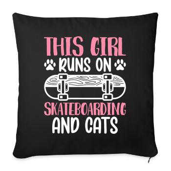 Running on skateboarding cats skateboarder - Sofa pillowcase 17,3'' x 17,3'' (45 x 45 cm) - black - Front