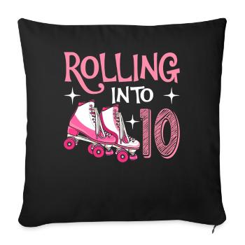 Rolling Into 10 10 Year Old Birthday Scooter - Sofa pillowcase 17,3'' x 17,3'' (45 x 45 cm) - black - Front