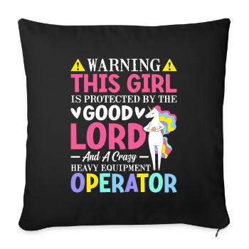 Girl Protected By Heavy Equipment Operator - Sofa pillowcase 17,3'' x 17,3'' (45 x 45 cm) - black - Front