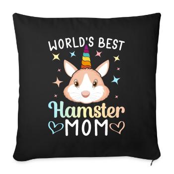 World's Best Hamster Mom Female Hamster Lover - Sofa pillowcase 17,3'' x 17,3'' (45 x 45 cm) - black - Front