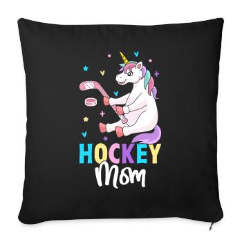 Graphique de maman de hockey féminine pour - Housse de coussin décorative 45 x 45 cm - noir - Devant