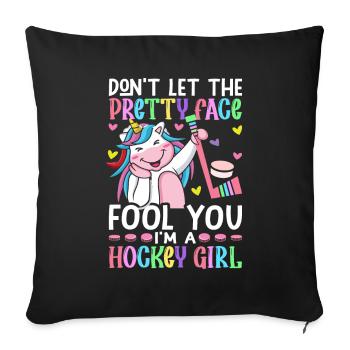 Don't let the pretty face fool you - Sofa pillowcase 17,3'' x 17,3'' (45 x 45 cm) - black - Front