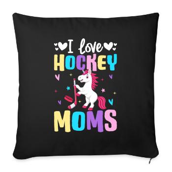 J’aime les mamans de hockey Illustration de mamans de hockey pour - Housse de coussin décorative 45 x 45 cm - noir - Devant