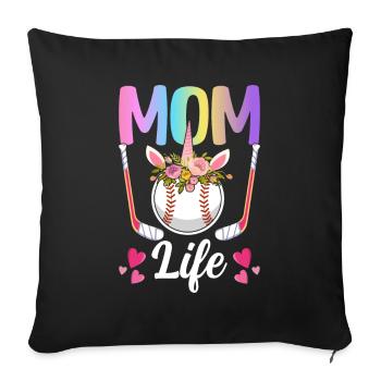Mom Life Hockey Mom Illustration for Unicorn Fans. - Sofa pillowcase 17,3'' x 17,3'' (45 x 45 cm) - black - Front