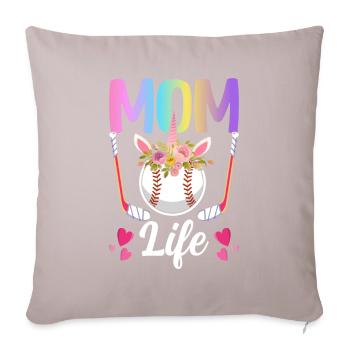 Mom Life Hockey Mom Illustration pour les fans de licornes. - Housse de coussin décorative 45 x 45 cm - taupe clair - Devant