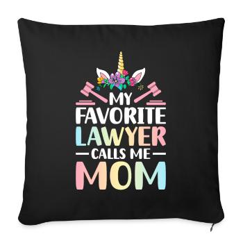 Mon avocat préféré m’appelle maman étudiante en droit - Housse de coussin décorative 45 x 45 cm - noir - Devant