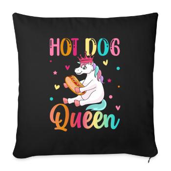 Rouleau de saucisse Hot Dog Queen Hotdog Girl grillé - Housse de coussin décorative 45 x 45 cm - noir - Devant