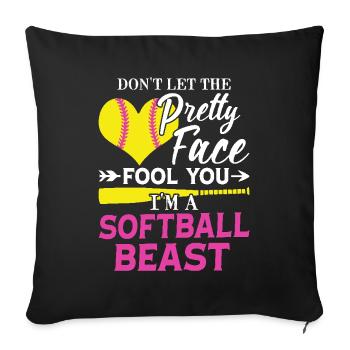 Don't let the pretty face fool you, I - Sofa pillowcase 17,3'' x 17,3'' (45 x 45 cm) - black - Front