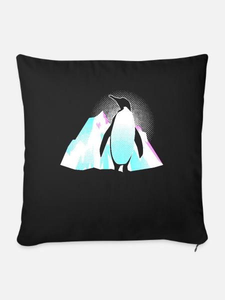 Pinguin Eisberg - Sofakissenbezug 45 x 45 cm - Schwarz