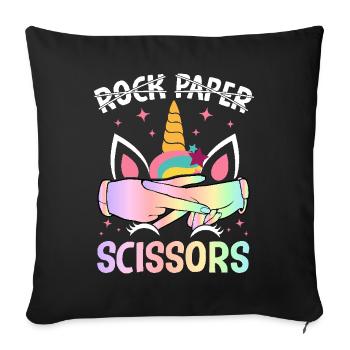 Funny Lesbian Pride LGBTQ Rock Paper Scissors - Sofa pillowcase 17,3'' x 17,3'' (45 x 45 cm) - black - Front