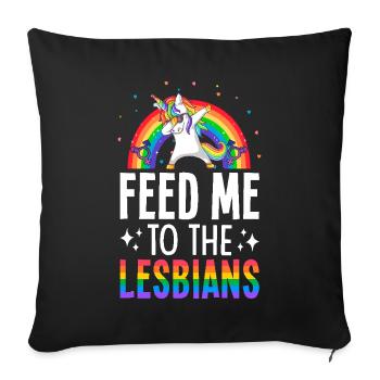 Nourris-moi aux lesbiennes Fierté lesbienne LGBTQ - Housse de coussin décorative 45 x 45 cm - noir - Devant