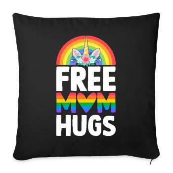 Free Mom Hugs LGBTQ Pride Equality - Sofa pillowcase 17,3'' x 17,3'' (45 x 45 cm) - black - Front
