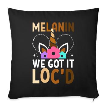 Mélanine Nous l’avons localisé Peau brune Noir Afro - Housse de coussin décorative 45 x 45 cm - noir - Devant