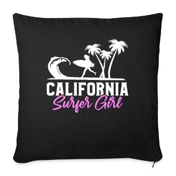 Surfeur de Californie Surfeur Surfeur - Housse de coussin décorative 45 x 45 cm - noir - Devant