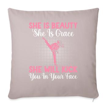 Taekwondo Lover Karate Girl Beauty Grace - Sofa pillowcase 17,3'' x 17,3'' (45 x 45 cm) - light taupe - Front