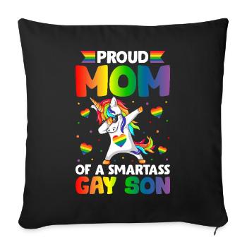 Fière maman d’un fils gay intelligent Arc-en-ciel de la fierté gay - Housse de coussin décorative 45 x 45 cm - noir - Devant