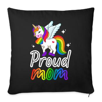 Proud Mom LGBTQ Pride Equality Rainbow Flag - Sofa pillowcase 17,3'' x 17,3'' (45 x 45 cm) - black - Front