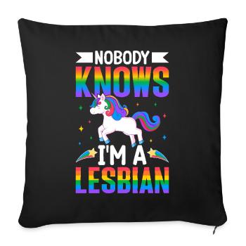 Personne ne sait que je suis une fierté lesbienne LGBTQ Arc-en-ciel - Housse de coussin décorative 45 x 45 cm - noir - Devant