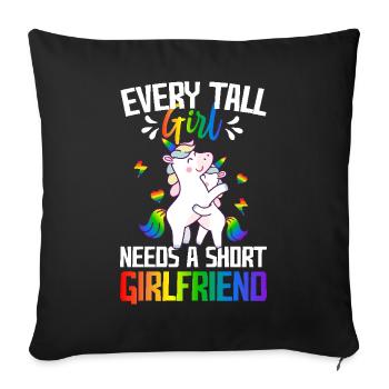 Tall Girl Needs A Short Girlfriend Lesbian Pride - Sofakissenbezug 45 x 45 cm - Schwarz - Vorne