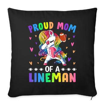 Proud Mom Of A Lineman Mom Football Graphic For - Sofa pillowcase 17,3'' x 17,3'' (45 x 45 cm) - black - Front