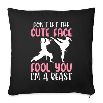 Licorne féminine de taekwondo Ne vous laissez pas être - Housse de coussin décorative 45 x 45 cm - noir - Devant