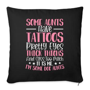 tantes tatouages jolies yeux cuisses épaisses - Housse de coussin décorative 45 x 45 cm - noir - Devant