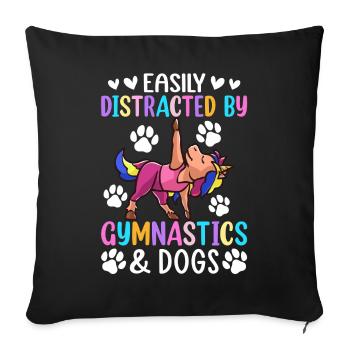 Distracted By Gymnastics & Dogs Gymnast Girl - Sofa pillowcase 17,3'' x 17,3'' (45 x 45 cm) - black - Front