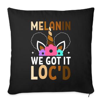 Mélanine Nous l’avons localisé Peau brune Noir Afro - Housse de coussin décorative 45 x 45 cm - noir - Devant