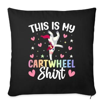 C’est ma chemise de roue de gymnastique fille gymnaste - Housse de coussin décorative 45 x 45 cm - noir - Devant