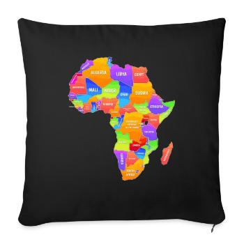 Colorful map of Africa - Sofa pillowcase 17,3'' x 17,3'' (45 x 45 cm) - black - Front