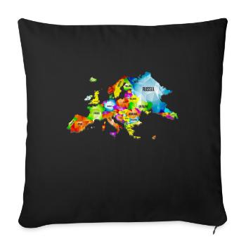Colorful map of Europe - Sofa pillowcase 17,3'' x 17,3'' (45 x 45 cm) - black - Front