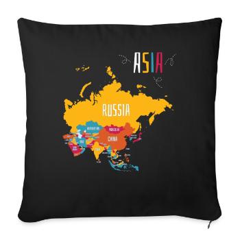 Colorful Map of Asia - Sofa pillowcase 17,3'' x 17,3'' (45 x 45 cm) - black - Front