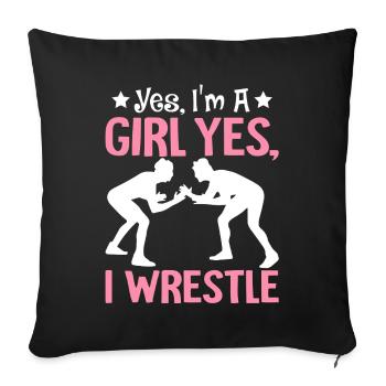 Lutteuse Je suis une fille , je - Housse de coussin décorative 45 x 45 cm - noir - Devant