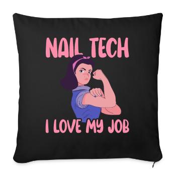 J’adore mon métier de prothésiste ongulaire - Housse de coussin décorative 45 x 45 cm - noir - Devant