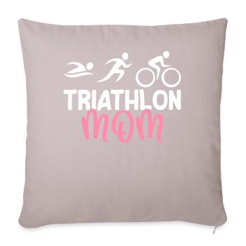 Triathlon-Mama Triathleten Tri-Sportler - Sofakissenbezug 45 x 45 cm - helles Taupe - Vorne
