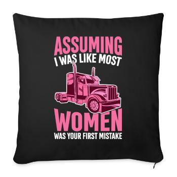 Trucker Truck Driver Most Women a été votre premier - Housse de coussin décorative 45 x 45 cm - noir - Devant
