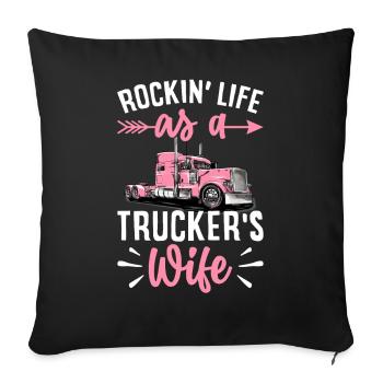 Rockin' Life As A Trucker's Wife - Sofa pillowcase 17,3'' x 17,3'' (45 x 45 cm) - black - Front