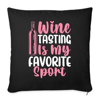 La dégustation de vin est mon buveur de vin sportif préféré - Housse de coussin décorative 45 x 45 cm - noir - Devant