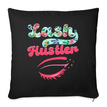 Last Hustler Eyelash Artist Eyelash Lover - Sofa pillowcase 17,3'' x 17,3'' (45 x 45 cm) - black - Front