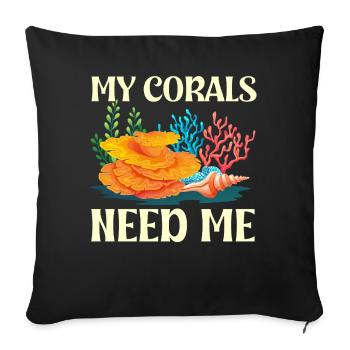 coral reef coral aquarium aquarist mine - Sofa pillowcase 17,3'' x 17,3'' (45 x 45 cm) - black - Front