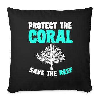 récif corallien aquarium aquariophile coraux - Housse de coussin décorative 45 x 45 cm - noir - Devant