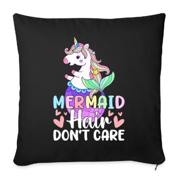 Mermaid Hair Don’t Care Mermaid Girl Design graphique - Housse de coussin décorative 45 x 45 cm - noir - Devant