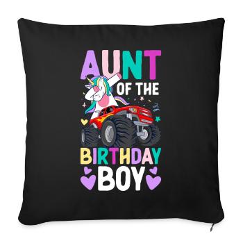 Camion monstre de tante de garçon d’anniversaire - Housse de coussin décorative 45 x 45 cm - noir - Devant
