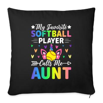 Meine Lieblings-Softballspielerin nennt mich Tante - Sofakissenbezug 45 x 45 cm - Schwarz - Vorne