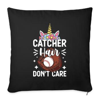 Catcher Hair Don't Care Softball Girl Illustration - Sofakissenbezug 45 x 45 cm - Schwarz - Vorne