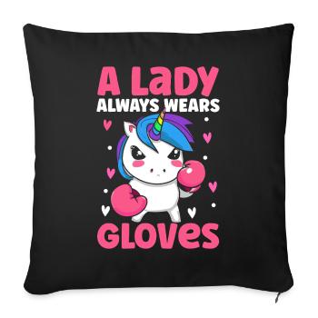 Muay Thai Fille Femme Boxer Thaï Boxe Dame Porter - Housse de coussin décorative 45 x 45 cm - noir - Devant
