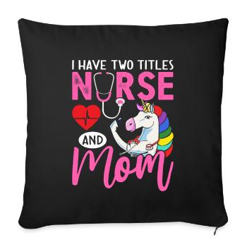 J’ai deux titres Infirmière et Maman Infirmière Maman - Housse de coussin décorative 45 x 45 cm - noir - Devant