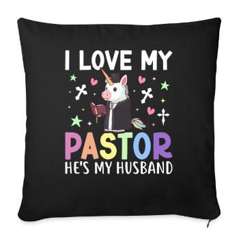 J’aime mon pasteur C’est mon mari - Housse de coussin décorative 45 x 45 cm - noir - Devant