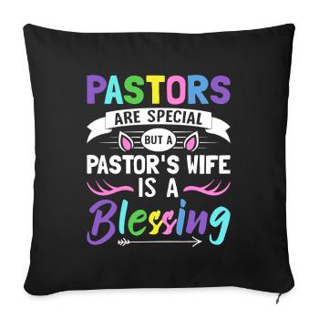 Die Frau eines Pastors ist ein Segen Kirchenführer - Sofakissenbezug 45 x 45 cm - Schwarz - Vorne